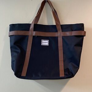 Journeyman Black Duffel Bag with Brown Straps